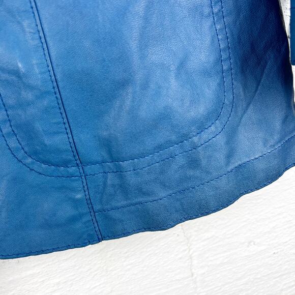 Lafayette 148 Genuine Leather Blazer – Light Blue, Size 6 - Picture 6 of 9